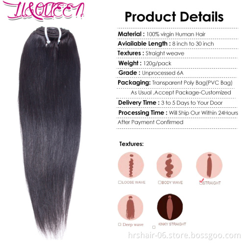 Unprocessed Peruvian Straight Human Hair Clip In Extensions 10 pcs/ set Natural Color Full Head Straight Virgin Hair Clip Ins